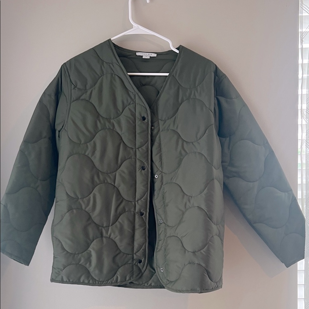 FAVLUX Dark Green Quilted Puffer Jacket Size Small